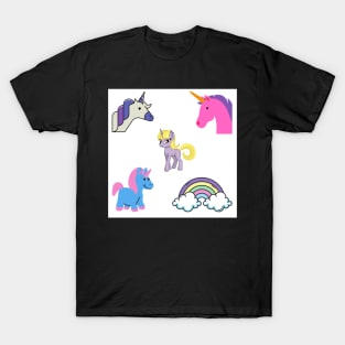 Unicorn  and Rainbow 5 pk Stickers Collection T-Shirt